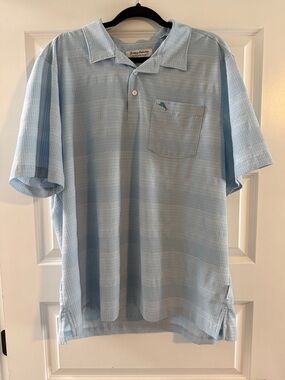 Tommy Bahama Pale Blue Short-Sleeve Polo with Pocket